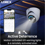 Lorex 4K Wired Dome Security Camera Smart Security Lighting 2-Way Audio E896DD