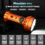 OLIGHT Marauder Mini 7000 Lum 600M Rechargeable Waterproof LED Flashlight - Orange