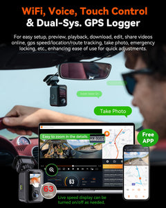 Vantrue E360 Plus Bundle 5.2K 360 Panoramic Dash Cam 5GHz WiFi GPS Dual
