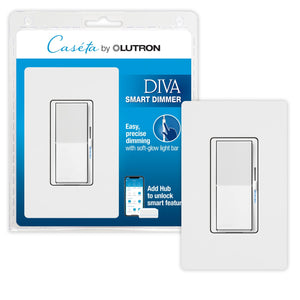 Lutron Diva Smart Dimmer Switch for Caseta Smart Lighting- DVRF-6L-WH-R -White