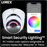 Lorex 4K Wired Dome Security Camera Smart Security Lighting 2-Way Audio E896DD