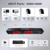 TESmart HDMI KVM Switch Dual Monitor 2 Computers 4K@60Hz EDID USB Hotkey