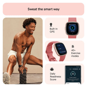 NEW Fitbit Versa 4 Wristband Activity Tracker Small/Large-Pink Sand/Copper Rose