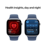 Apple Watch Series 10 46mm GPS Silver Case w Denim Sport Band S/M MWWL3LW/A