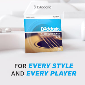 D'Addario EJ16-3D Phosphor Bronze Light Acoustic Guitar Strings 3 Sets EJ16