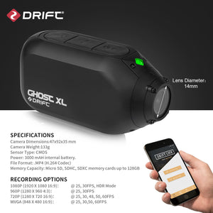 Drift Ghost XL IPX7 Waterproof 1080P WIFI Motorcycle Helmet Action Sports Camera