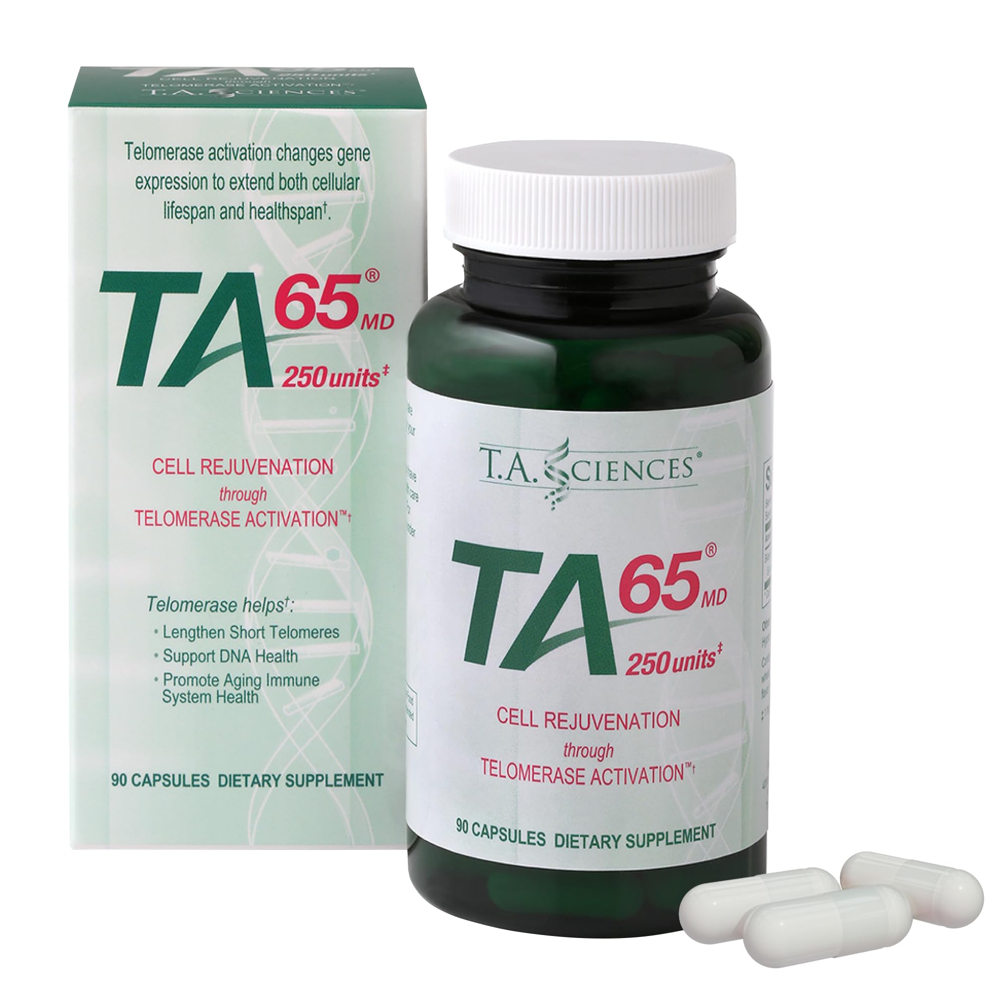 TA65MD Telomere Activation, 250units, 90caps, Telomere Lengthen / DNA Repair