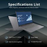 Lenovo IdeaPad Flex 5 16"" 2-in-1  IPS Laptop, i7-1255U - 16GB - 512GB SSD Win 11