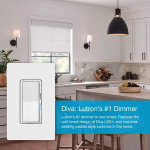 Lutron Diva Smart Dimmer Switch for Caseta Smart Lighting- DVRF-6L-WH-R -White