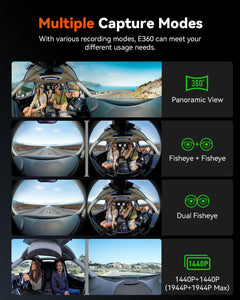 Vantrue E360 Plus Bundle 5.2K 360 Panoramic Dash Cam 5GHz WiFi GPS Dual