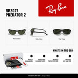 Ray-Ban RB2027 W1847 62mm Predator 2 Black G-15 Green Rectangular Sunglasses