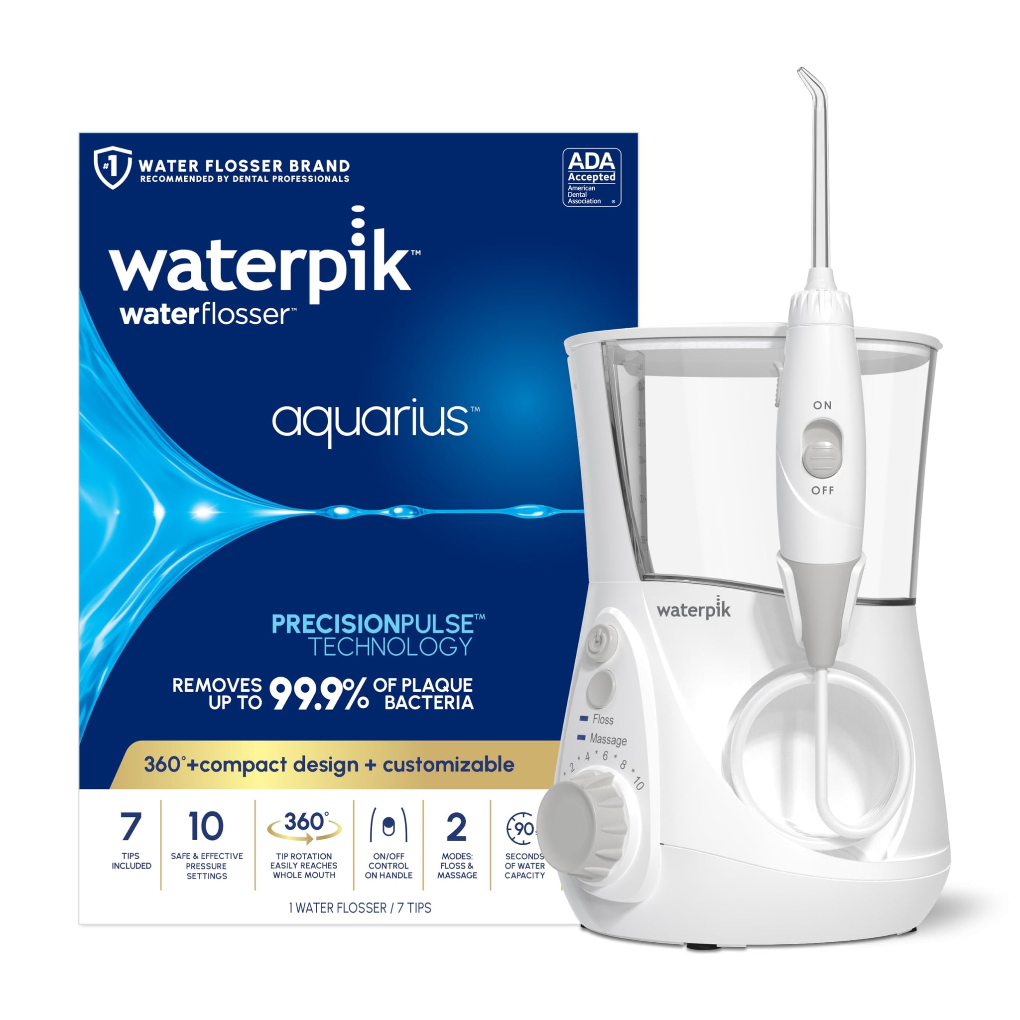 Waterpik Aquarius Water Flosser WP-660, White, Corded Electric Flosser