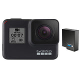 GoPro HERO7 Black + Extra Battery Waterproof Touch 4K Ultra HD Video Action Camera