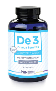 PRN De 3 Omega Benefits - (Omega 3) 90 Softgels - Free Ship - Exp. 04/27