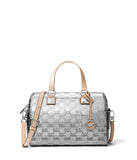 Michael Kors Grayson Medium Duffle Satchel Silver One Size