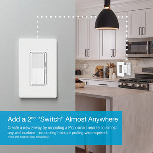 Lutron Diva Smart Dimmer Switch for Caseta Smart Lighting- DVRF-6L-WH-R -White