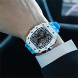 TSAR BOMBA Luxury Quartz Watch Tonneau Design 5ATM Chronograph - Aqua Blue