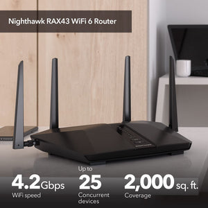 NETGEAR Nighthawk AX4200 5-Stream WiFi Router RAX43-100NAS (BLACK)