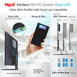 MeLE QuieterDL Dual LAN Fanless Mini PC, N100 4GB 128GB Mini Computer