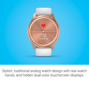 Garmin Vívomove Style - Rose Gold/White Silicone Band 010-02240-00