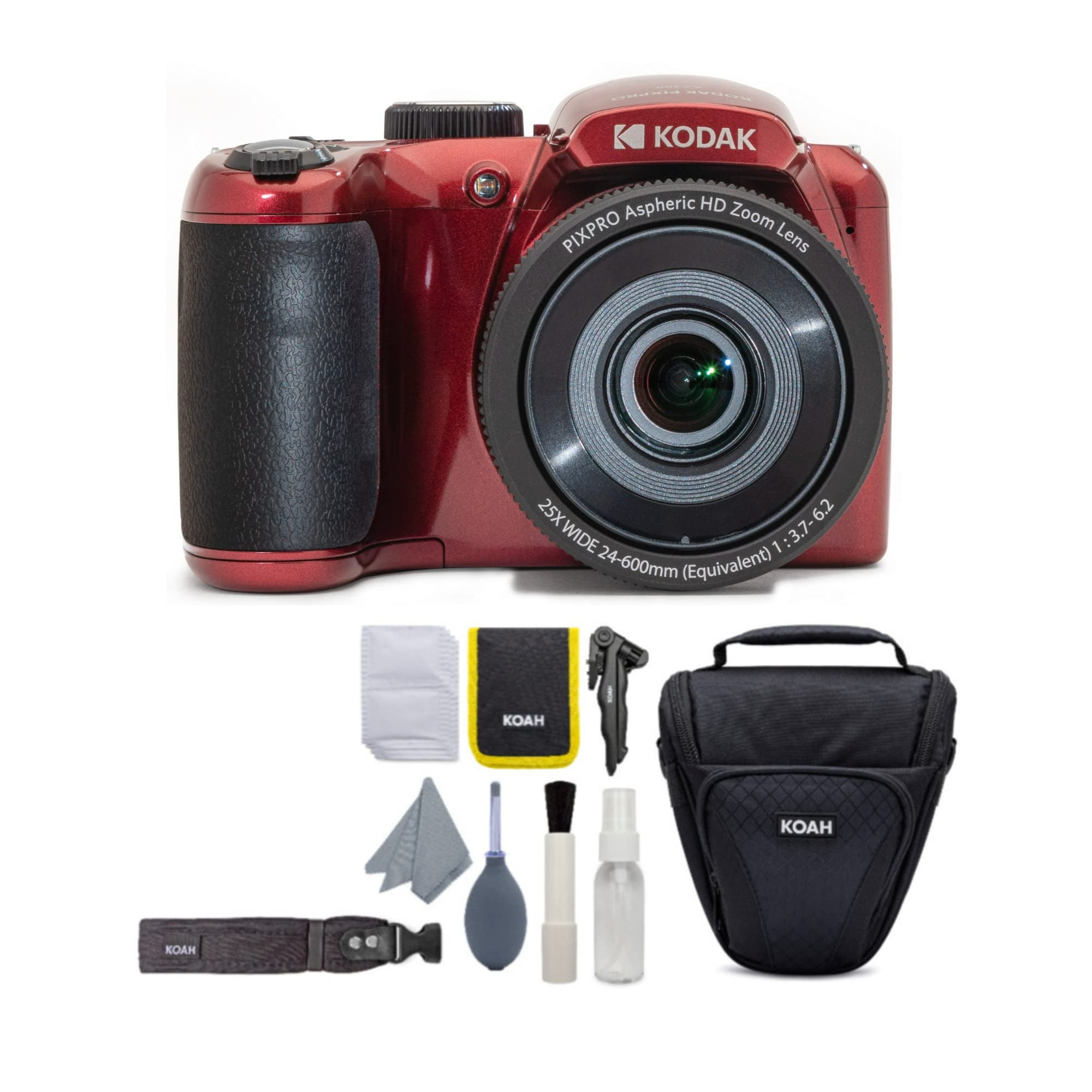 Kodak PIXPRO AZ252-RD Astro Zoom 16MP 25x Red Digital Camera - Bundle