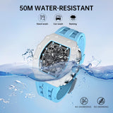 TSAR BOMBA Luxury Quartz Watch Tonneau Design 5ATM Chronograph - Aqua Blue
