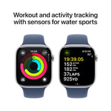 Apple Watch Series 10 46mm GPS Silver Case w Denim Sport Band S/M MWWL3LW/A