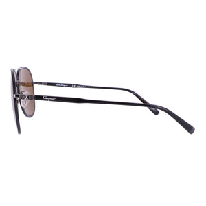 NWT Salvatore Ferragamo SF181S Aviator Sunglasses - Black / Brown + Box & Case