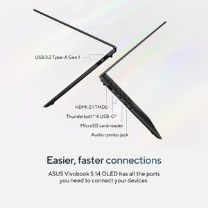 ASUS Vivobook S 14 OLED Slim Laptop, Intel Core Ultra 9 185H, 16GB, 1TB - Intel Evo Edition