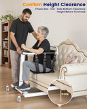 Eosprim Patient Lift Transfer Chair, Universal Wheels, 276 lb Capacity, White - Open Box