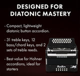 Hohner Panther Diatonic Accordion - Keys G/C/F Bundle with Hard Case - NEW