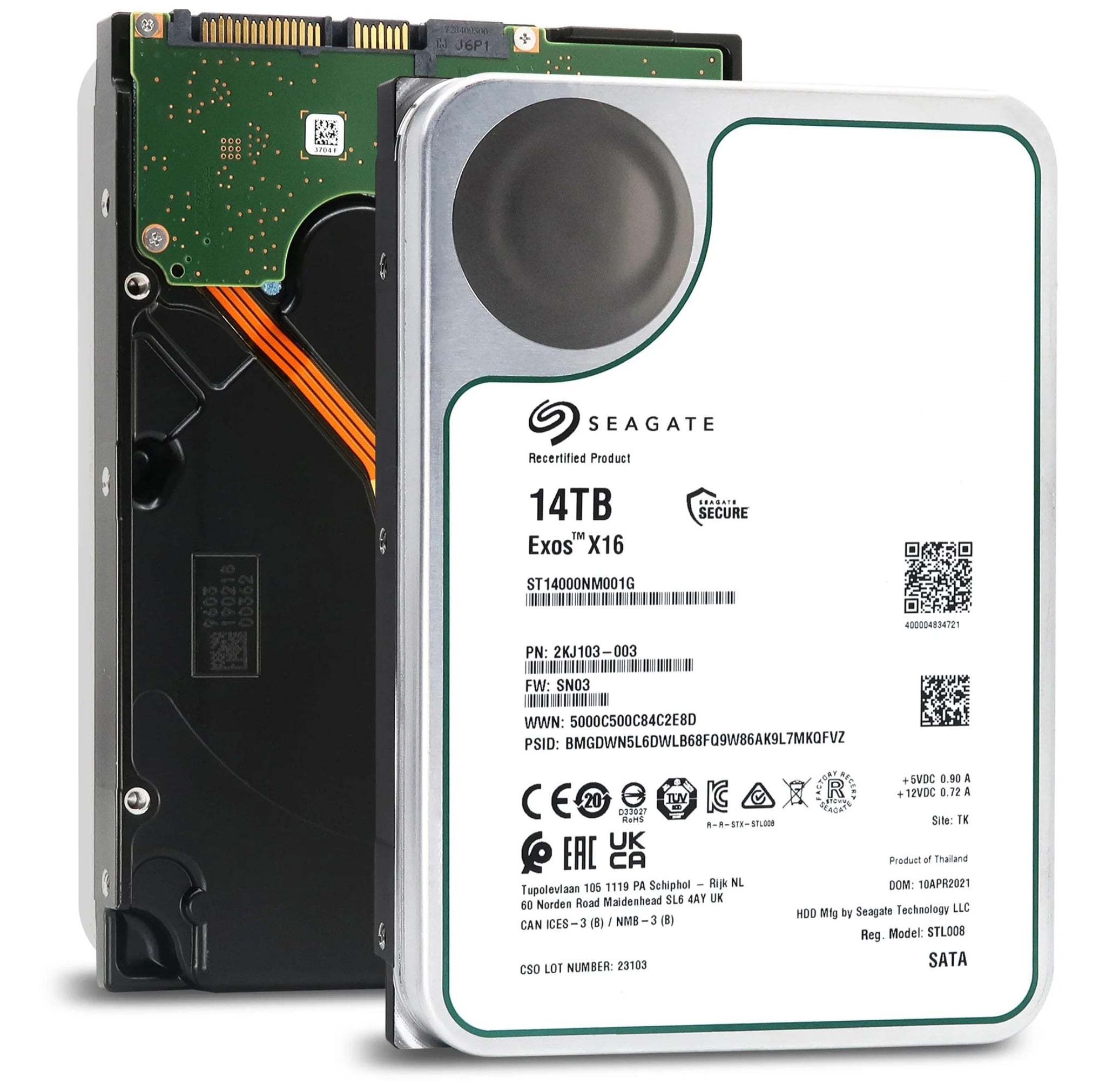 Recertified - Seagate Exos X16 14TB 512E SATA 6Gb/s 3.5" (ST14000NM001G)