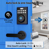 Smart Keyless Fingerprint Door Lock with Keypad and Handle - Black