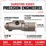 SureFire Weaponlight LED - X300T-A-TN 650 Lumens 66,000 Candela - Tan (Used)