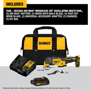 DeWALT DCS356C1 20V MAX XR 3-Speed Cordless Oscillating Multi-Tool Kit