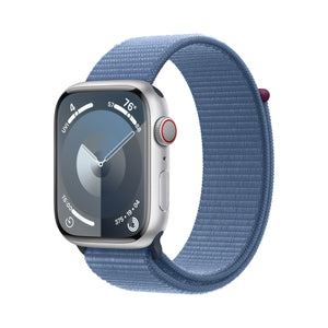 Apple Watch  Series 9 Cell 45mm Silver Aluminum - Winter Blue Sport Loop Opens