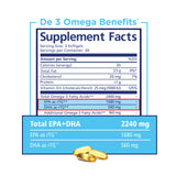 PRN De 3 Omega Benefits - (Omega 3) 90 Softgels - Free Ship - Exp. 04/27