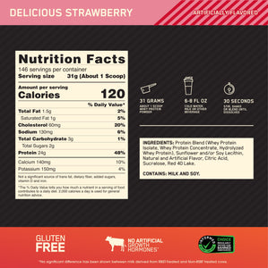 OPTIMUM NUTRITION 100% Gold Standard Whey Protein Delicious Strawberry 10 lb Bag