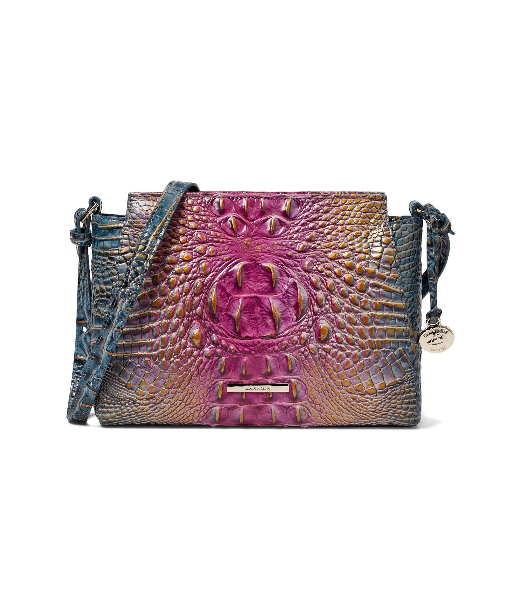 BRAHMIN Ombre Melbourne Hillary Violet Quartz Leather Crossbody Handbag