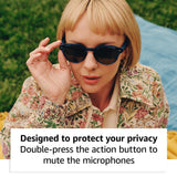 Amazon Echo Frames (newest model), Smart glasses, Designed for Alexa+, Round frames in Blue Tortoise with polarized sunglass lenses