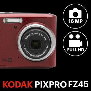 Kodak PIXPRO FZ45-RD 16MP 4X Zoom Compact Digital Camera - Red