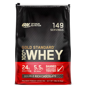 Optimum Nutrition Gold Standard 100% Whey Protein, Double Rich Chocolate 10lbs
