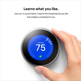 Google Nest 3rd Generation Learning Thermostat T3007ES Stainless Steel - NEW