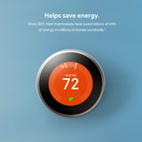 Google Nest 3rd Generation Learning Thermostat T3007ES Stainless Steel - NEW
