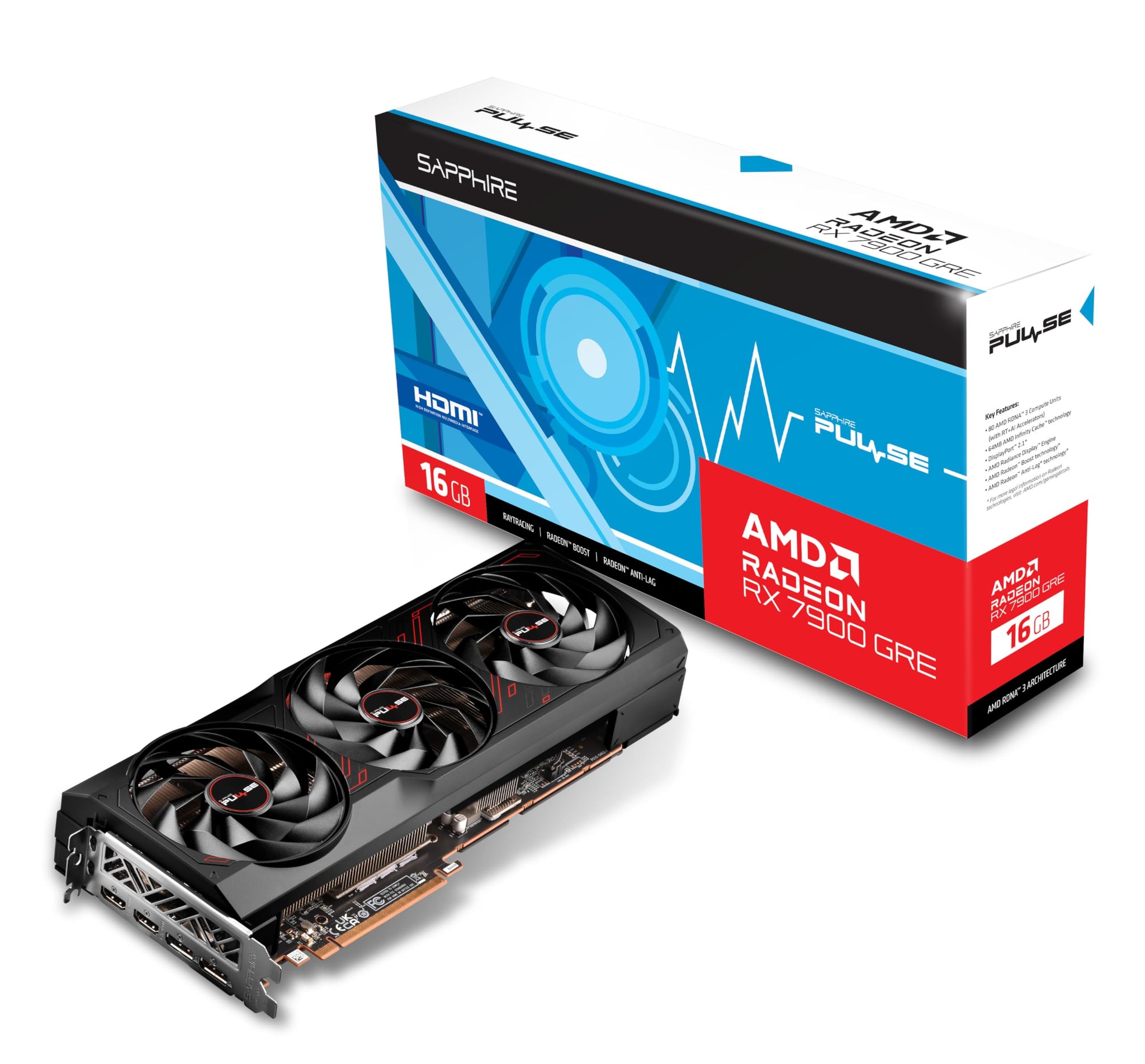 Sapphire Pulse AMD Radeon RX 7900 GRE Gaming Graphics Card 16GB GDDR6 RDNA 3
