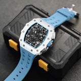 TSAR BOMBA Luxury Quartz Watch Tonneau Design 5ATM Chronograph - Aqua Blue