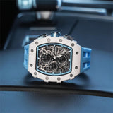 TSAR BOMBA Luxury Quartz Watch Tonneau Design 5ATM Chronograph - Aqua Blue