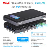 MeLE QuieterDL Dual LAN Fanless Mini PC, N100 4GB 128GB Mini Computer