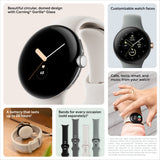 Google Pixel Watch Polished Silver Stainless Steel-Charcoal Band LTE New / Sealed