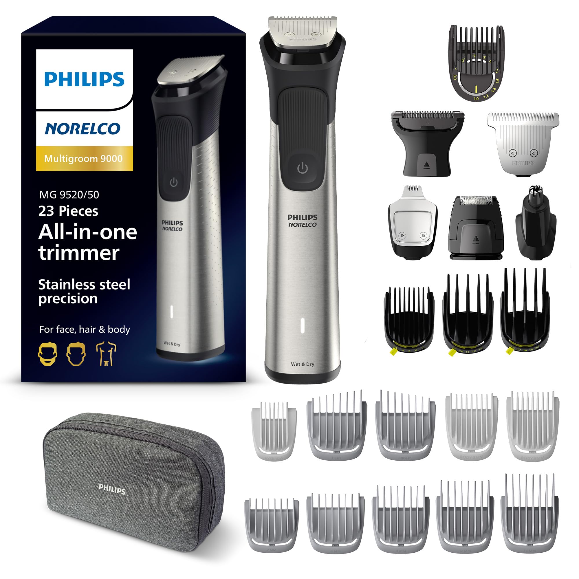 Philips Norelco Multi Groomer 23 Piece Men's Complete Grooming Kit - MG9520/50